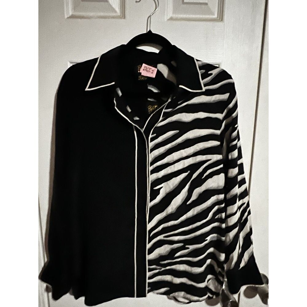 BOB MACKIE Medium vintage Set Silk Tank/Top Zebra animal print silk